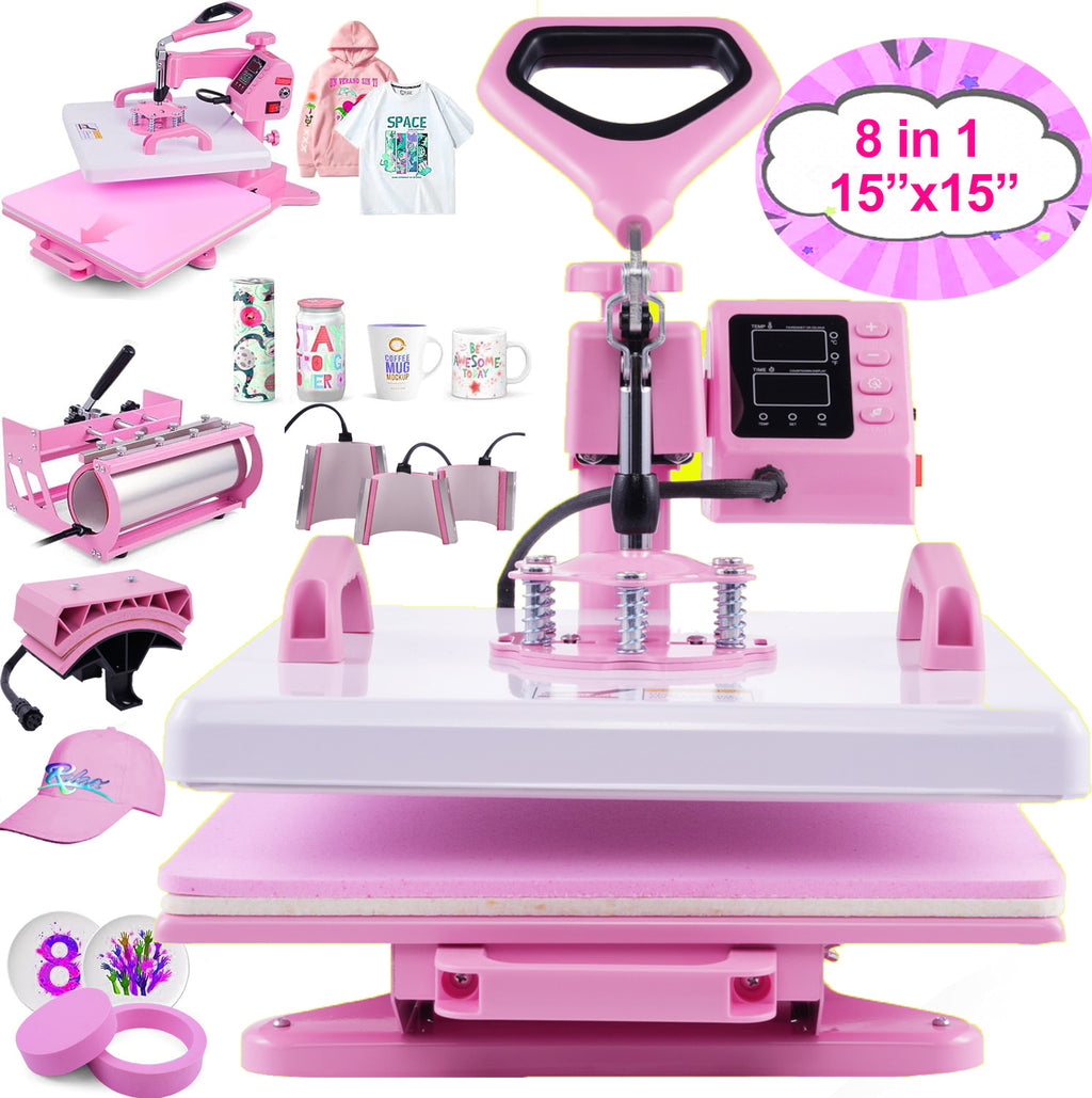 HOMDOX 15"x15" 8-in-1/5-in-1 Heat Press with 30OZ Tumbler Press for T-Shirt/Tumbler/Mug/Hat/Cap/Plate - Slide Out 360° Swing Away Digital Shirt Press Machine, Industrial-Quality Heat Transfer Sublimation