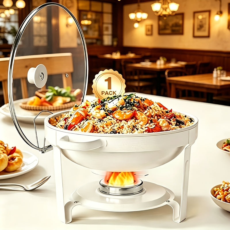 Chafing Dish 1/2/4pcs, [Game Changer Maifanite Coated] Chafing Dish [95% Pre-assembled] Buffet Offers Natural Elegance. 5-Quart (approx. 1.51gal) Food Warmer Suitable for Weddings, Birthdays, Church Events, Etc., Only for Cooking