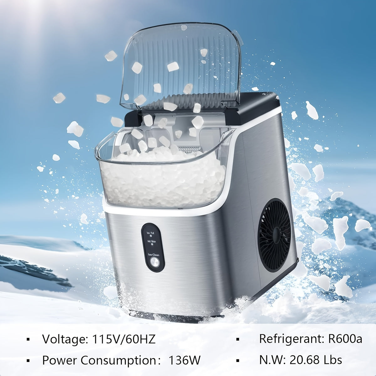 Countertop 26lbs/day 35lbs/day Ice Maker Portable Ice Machine, Automatic-Cleaning Suitable for Outdoor Camping Bar Party And Kitchen, Black