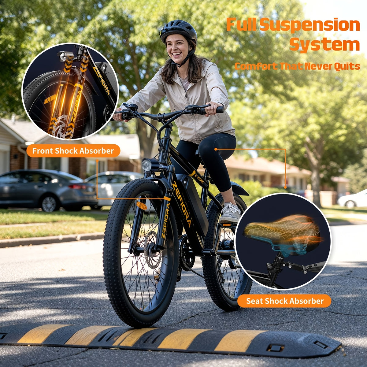 26" Commuter Electric Bike For Adults, 749W Motor, 48V Removable Battery, 25MPH Top Speed, Up To 45 Miles Long Range, 7-Speed Gears, Disc Brakes, Front Suspension, All-Terrain Tires, LCD Display, LED Headlight, Step-Over E-Bike