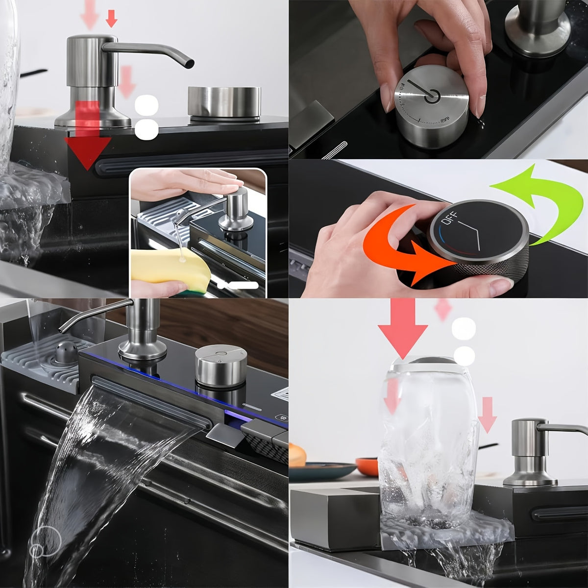 Smart Waterfall Kitchen Sink, 31.5"x17.7" Drop In Stainless Steel | Digital Display, Large Single Bowl, Workstation, Pull-Out Faucet, Multi-Function Spray, Lead-Free, Rust-Proof, Easy Clean