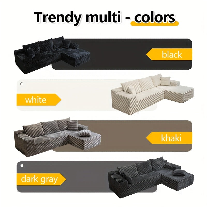 103-inch L-shaped Sofa, a Multifunctional Transforming Compression Sofa Bed with Chaise Lounge, Comes with 2 Throw Pillows, Built-in High-density Supportive Sponge, a No-assembly-required Sofa Chair Suitable for Bedrooms and Living Rooms