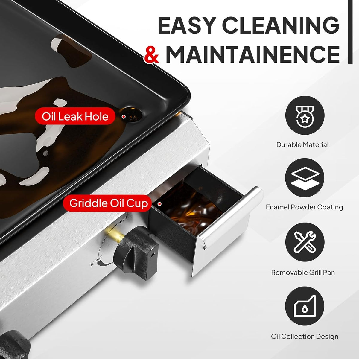 Portable Propane Griddle by MEFEIR — Four Adjustable Burners, 426-Square-Inch Cooktop and Piezo Ignition