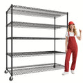 REIBII Storage Shelves 3200 LBS Capacity Wire Shelving with Wheels Heavy Duty Metal Shelf for Warehouses, Garage, Kitchens, School, Commercial Shelf, 73" H X 60" W X 18" D, Utility Shelves