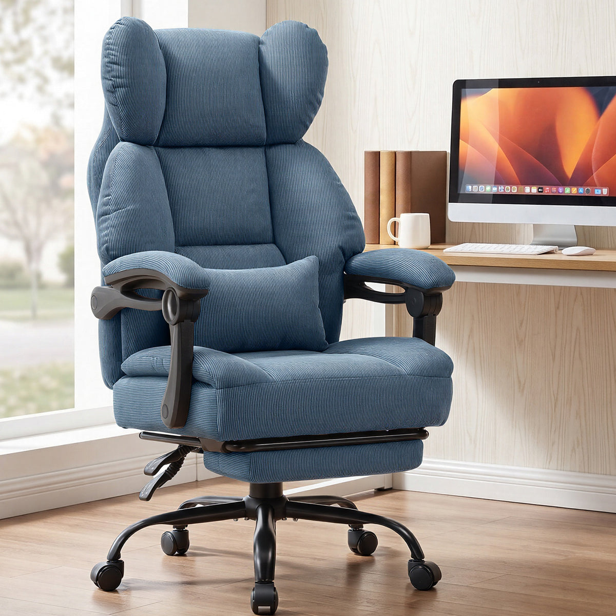 Office Chair OC-305 by LUCKRACER with Synchronized Armrests That Follow the Reclining High Back