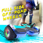 6.5-Inch Hoverboard with 10-Mile Range and 7 MPH Top Speed, Self-Balancing Electric Scooter with Dual Motors, Portable Design and Smooth Riding Performance. The compact 6.5-inch wheels provide responsive handling and easy control, while the rechargeable b