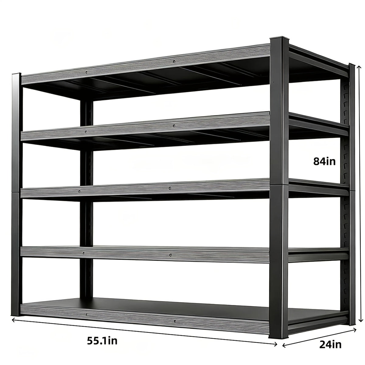 Heavy-Duty 5-Tier Metal for garage Storage Shelving, 55" W X 84" H X 24" D, Adjustable Storage Rack, 3000 LBS Load Capacity, Easy to Assemble. Ideal for Garages, Pantries, Closets Or Offices, Perfect for Garage Expansion, Multi-Purpose Storage Unit