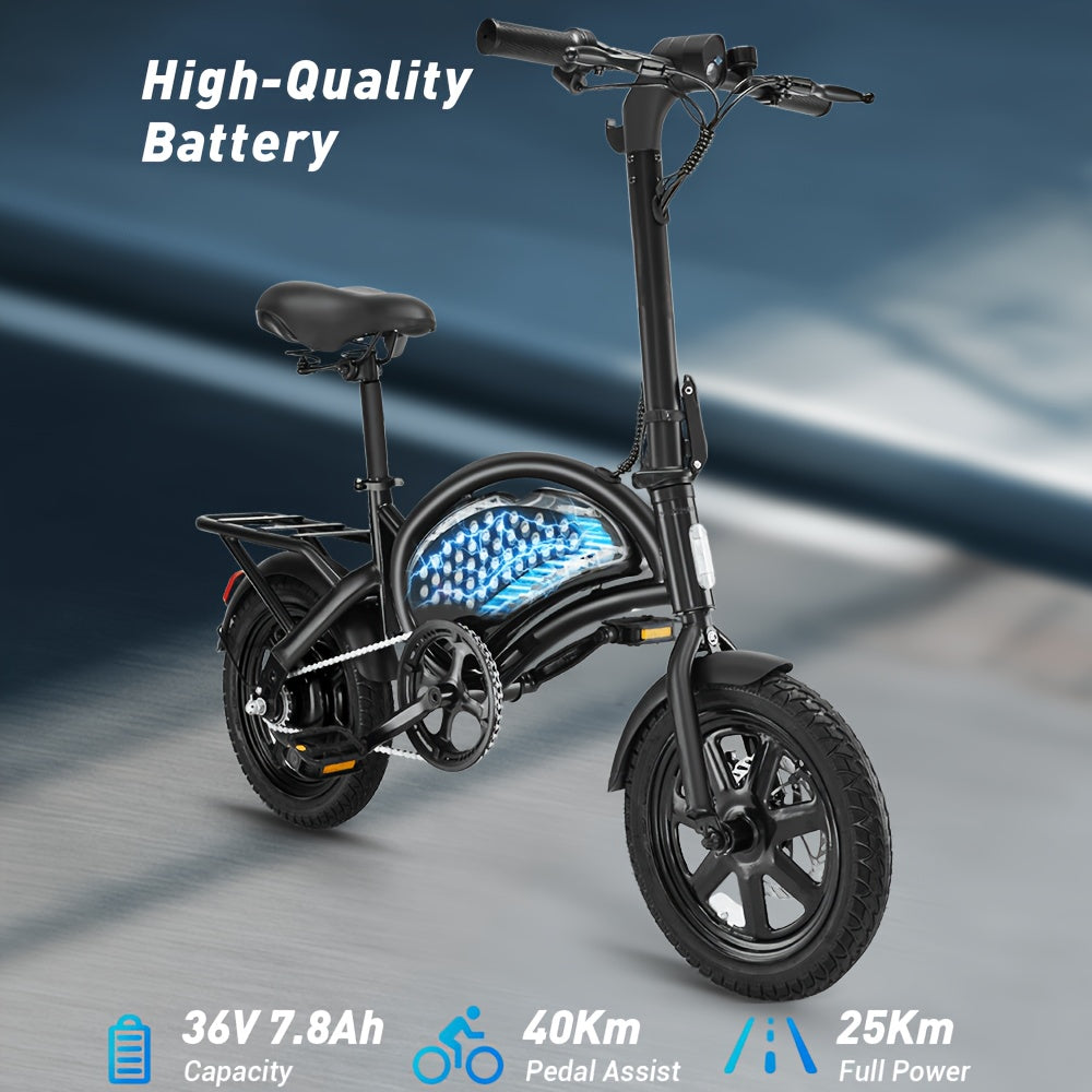Ebikes for Adults, 14 Inch Foldable Adult Electric Bicycle with LCD Display, 350w Motor, Max Speed Of 15.5MPH, 36V 7.8Ah Lithium Battery, 14 Inch Tires, Portable Folding Design, Outdoor Cycling Exercise, Urban Commuting Travel