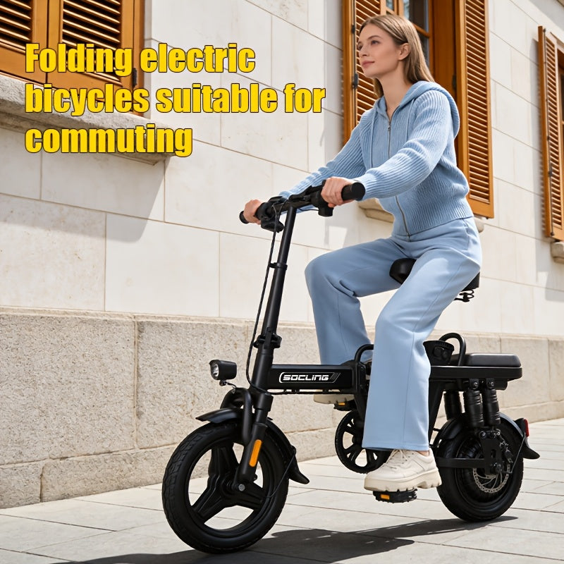 14" Lightweight And Foldable E-Bike, Max Load Capacity Of 330LBS, Rear Disc Brakes, 500W Motor, Up to 19.9MPH Speed, 6-hour Fast Charging, with Anti-theft Battery, Two Models Optional, for Commuting