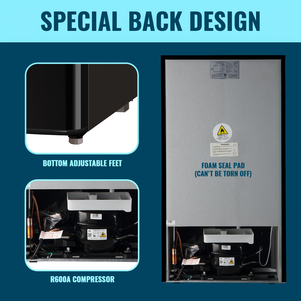 3.8 Cu.Ft Mini Fridge with Freezer, Double Door Compact Refrigerator with Adjustable Thermostat, Removable Shelves, Low Noise, Mini Fridge with Top Freezer for Bedroom, Office, Dorm, RV