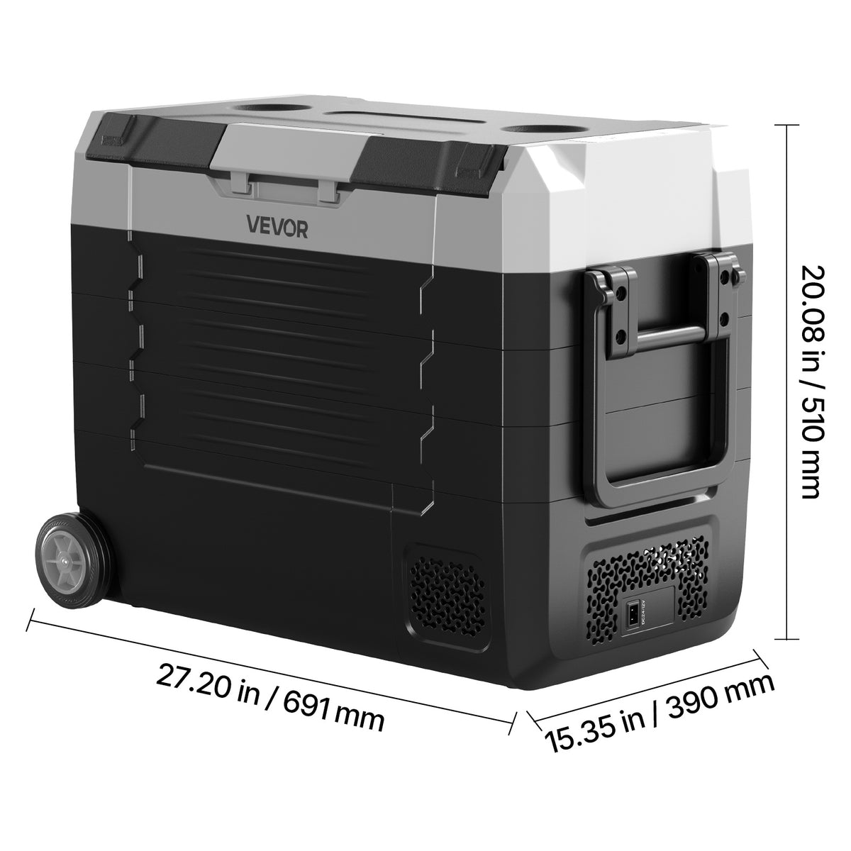 VEVOR Car Refrigerator, DC 12/24V AC100-240V Compressor Electric Cooler, -4°F to 68°F Truck Refrigerator, Wheels & Dual Zone, 48 QT Cars Cooler for RVs, Boats, Camping, Fishing