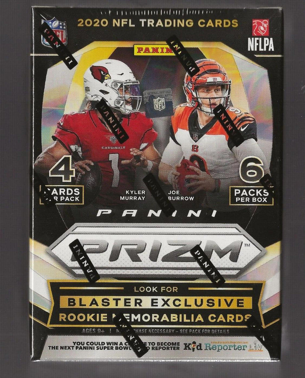 2020 Panini Prizm NFL Blaster Box – 5 Lazer Prizms, 1 Mem Card & Top Rookies Including Burrow, Herbert, Hurts, Love