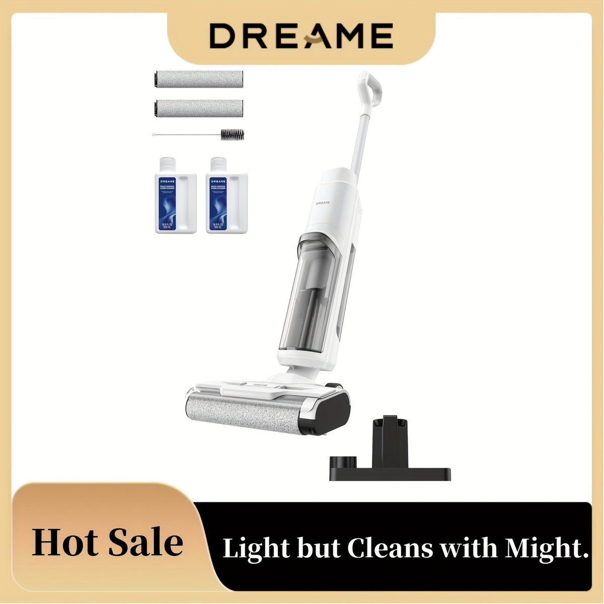 Wet Dry Vacuum Cleaner DREAME K10 Plus for Home Messes, 6.5KPa Suction and Flexible Cord or Battery Operation