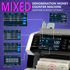 [Black Friday] Mixed Denomination Money Counter Machine, Value Counting, N70 Bill Counter With UV/MG/IR/MT Counterfeit Detection, 3.5" TFT Display Cash Counting Machine, Office Supplies, Black Friday