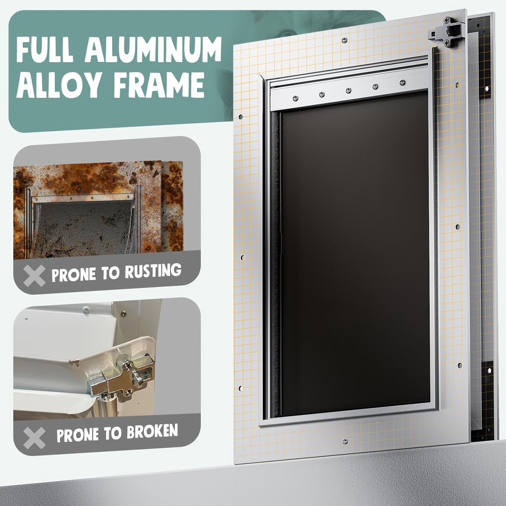 Extra Large Dog Door For Door All Aluminum Alloy 3 Flaps White, Heavy Duty XL Dog Door For Dogs, Large Pet Door, With Insulation Flap And Lockable Closing Panel, Durable Rust Resistant, For Pet Up To 220lbs