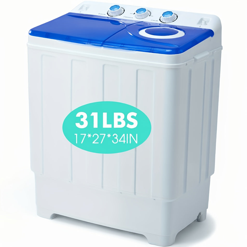 PLENTORA Portable Washing Machine Twin Tub - 28Lbs Compact Washer (18Lbs) And Dryer (10Lbs) Combo with Drain Pump - Mini Laundry Machine for Apartments, Dorms, Rvs, And Camping