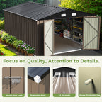 GUNJI Heavy-Duty 10X14 FT & 5X3 FT Metal Garden Shed With Double Hinged Large DoorSecure Tool Sheds & Backyard Organization For Outdoor Storage Solutions, Patio Storage, Garbage Can, Chicken Coop