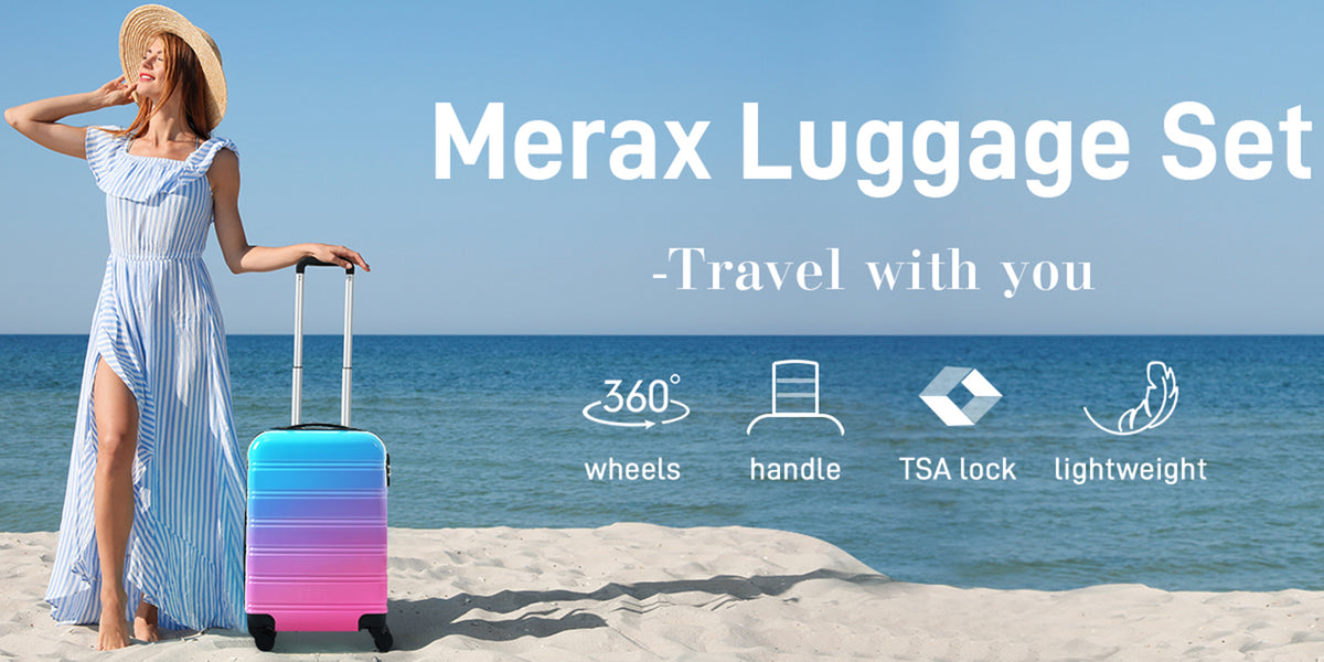 Merax Luggage Sets 3pcs, Hardside Expandable Suitcase Set with Spinner Wheels, Lightweight Gradient Color Luggage 20+24+28in