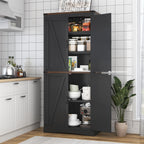 Farmhouse Tall Storage Cabinet with 4 Doors & Adjustable Shelves, 71in Pantry Cabinet for Kitchen, Living Room, Dining Room, Bathroom, Rustic Wood Storage Cabinet