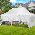 10X20Ft Pop Up Canopy Tent, Canopy with 6 Side Walls, Wedding Party Tent, Outdoor Gazebo Awning, 3 Adjustable Heights with Carry Bag, Heavy Duty Event Booth Waterproof Tent for Backyard, Lawn, Camping Party, Holiday Party, Outdoor Celebration