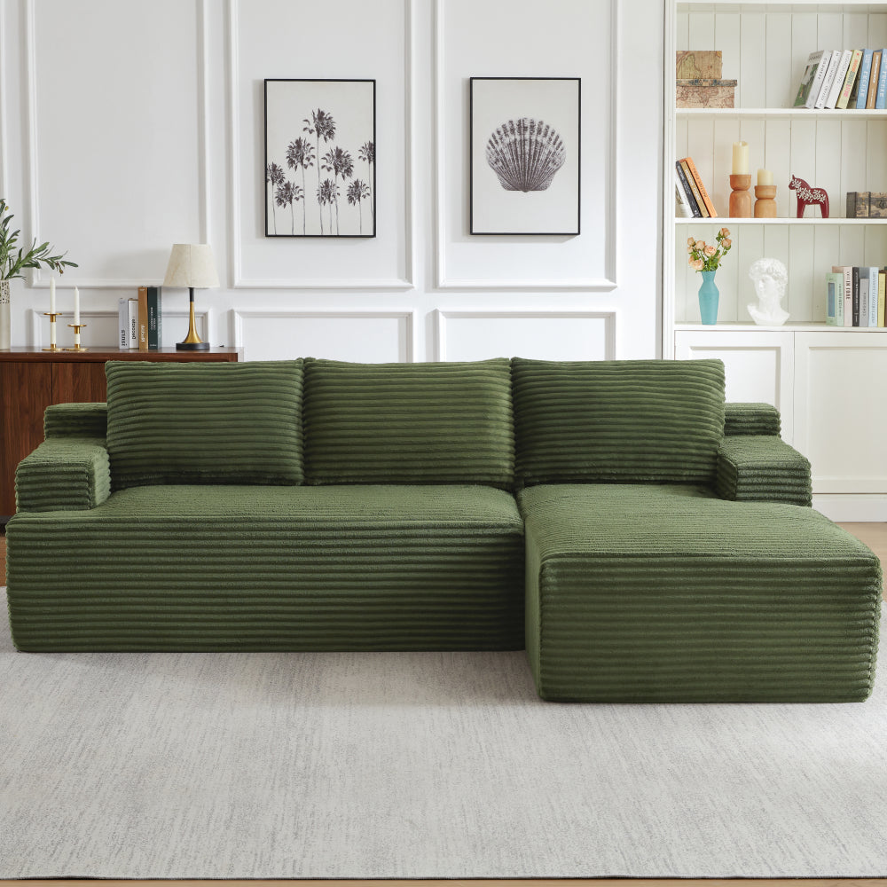 96.1"Cloud Sectional Boneless Couches For Living Room, Modular L Shaped Couch With Deep Seat Oversized Right Facing Chaise, Memory Foam Compressed Spineless 3 Seater Sofa For Apartment, Black | No Assembly Required, Deep Seat, Cat-Claw Resistant