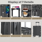 OYEROL 3pcs Hardshell Luggage Set, 20/ 24/ 28 Inch Lightweight ABS+PC Suitcase with TSA Lock, 360° Double Spinner Wheels, Expandable Design for Men & Women Travel, Black
