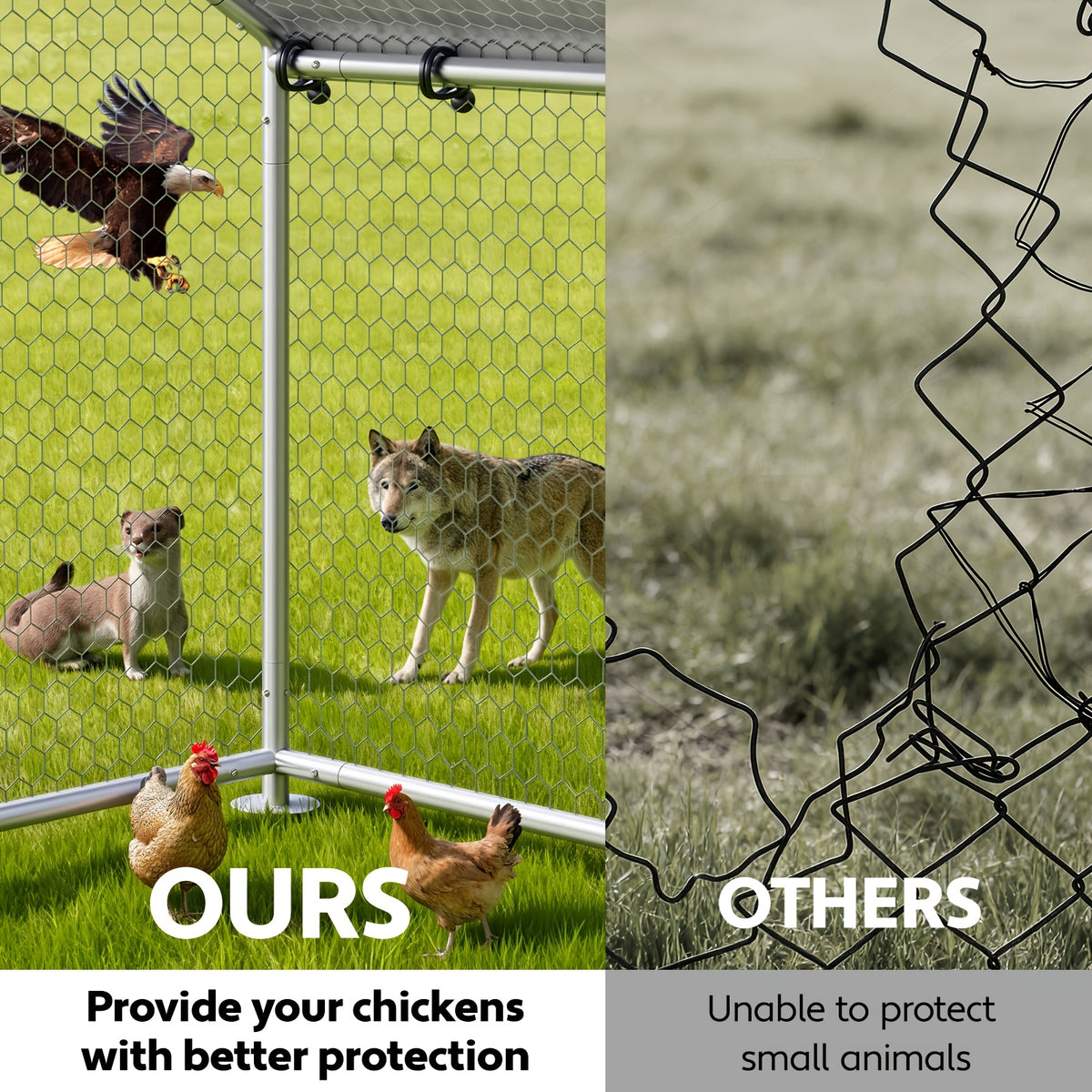 Walk-In Metal Chicken Coop | Outdoor Activity Enclosure With Uv-Resistant Canopy, Predator-Proof Hexagonal Mesh, And 5-Tier Extra-Large Roosting Bars | Ideal For Backyard Housing Of Chickens, Ducks, Geese, And Small Fowl