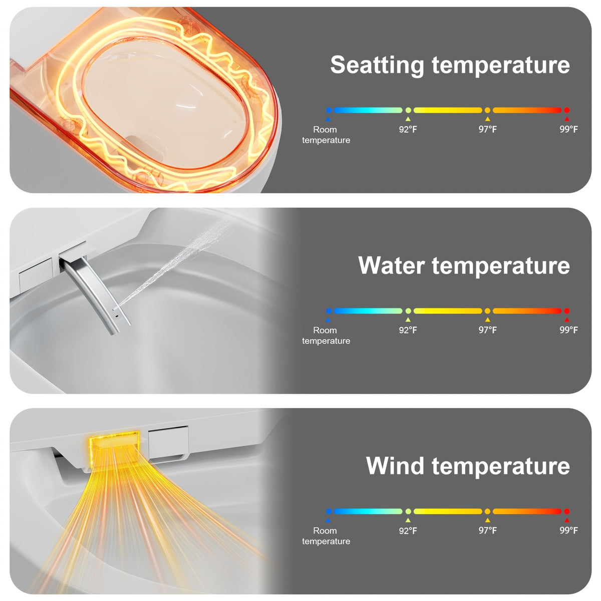 Smart Toilet with Built-in Bidet Function; Bidet Toilet with Heated Seat And Night Light; Modern Tankless Toilet, One-piece Design Featuring Soft-close Lid, Drying Function, Foot Sensor, Automatic Lid, And Seat Functions.
