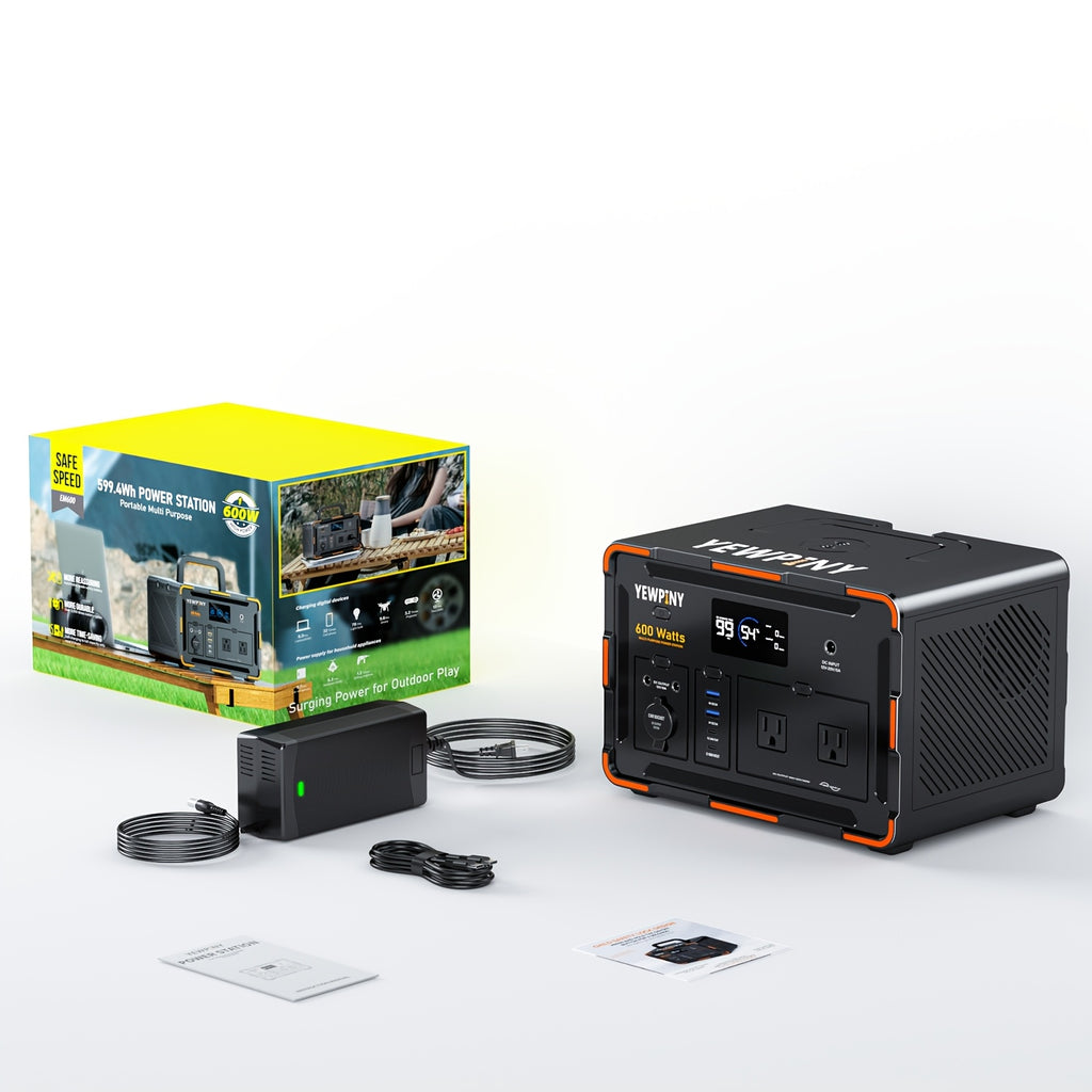 [Portable, Fast Charging] 300W/600W YEWPINY Portable Power Station, Featuring Fast Charging, 259Wh/599.4Wh Lithium-Ion Battery Solar Generator, 17,500mAh/27,000mAh High-Capacity Lithium-Ion Battery, Ideal for Home Use, Outdoor Trips, Camping, Hunting, and