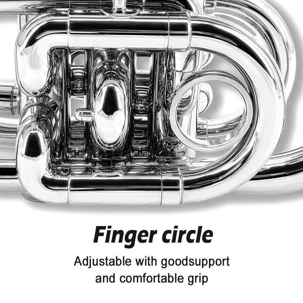 WUQIMUSC Bb Pocket Trumpet Nickel Plated, Brass Beginner Trumpet with 7C Mouthpiece, Case, Cleaning Kit & Gloves Musical Instruments Gift