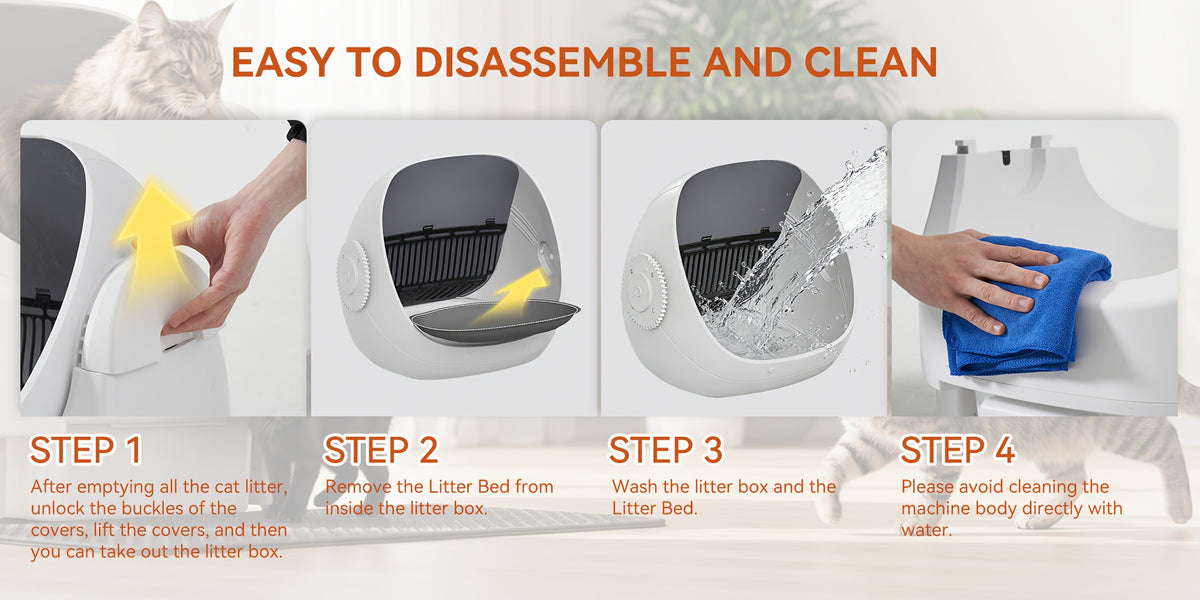 Aoxun Automatic Self-Cleaning Cat Litter Box for Multiple Cats - Large Robot-Style Litter Box with Smart Sensor, Open-Top Design & 360° Safety Protection, Odor-Free Auto Scooper for Indoor Cats, Without Battery