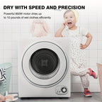 [Portable Dryer For Apartments] Compact Dryer 1.5/1.8/2.65 Cu. Ft. Portable Clothes Dryers With Exhaust Duct With Stainless Steel Liner Four Function Small Dryer Machine, Suitable For Apartments, Dorm, RVs, White