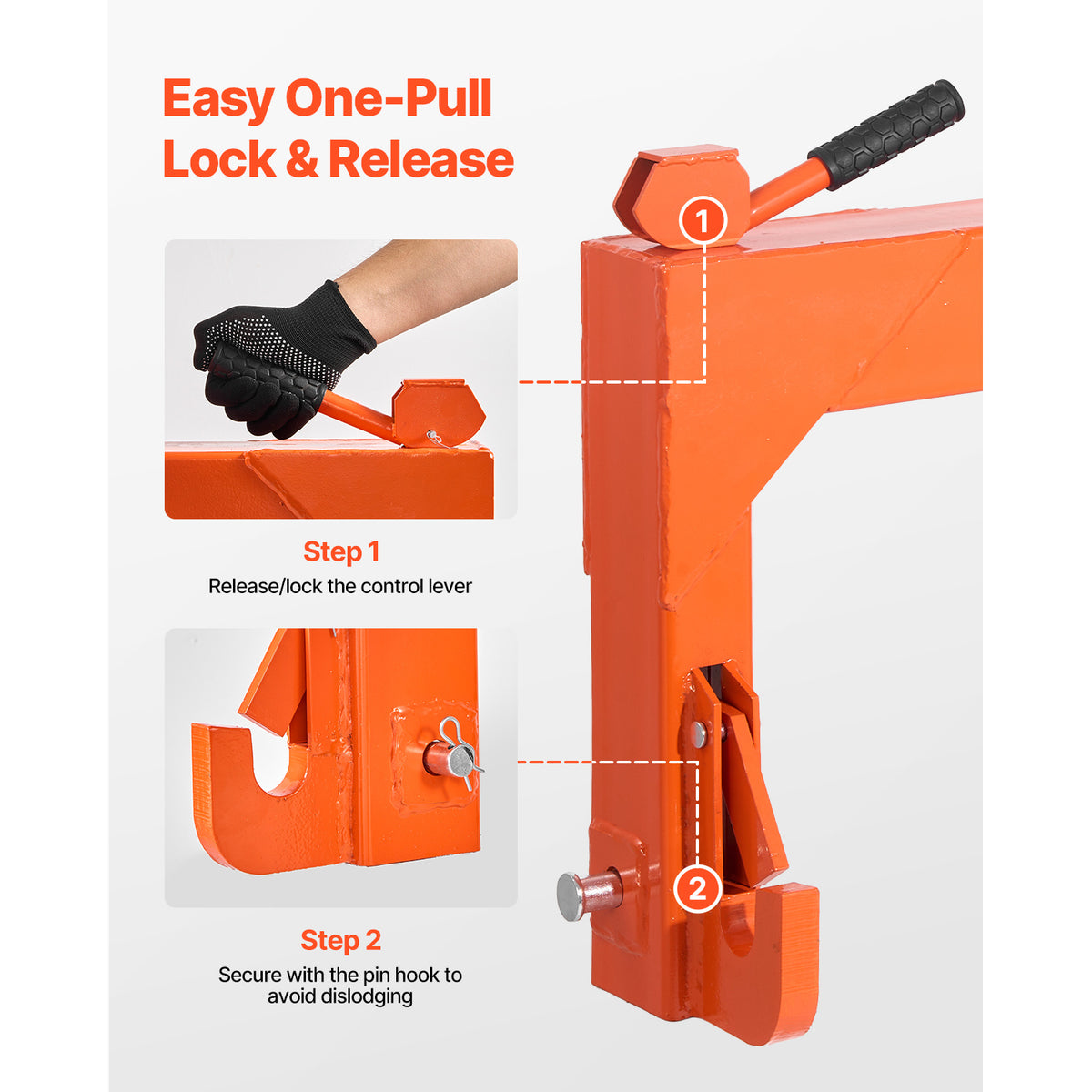 3-Point Quick Hitch with 2" Receiver Category 1 & 2 Tractor Hitch 3000lb Black/Orange/Green