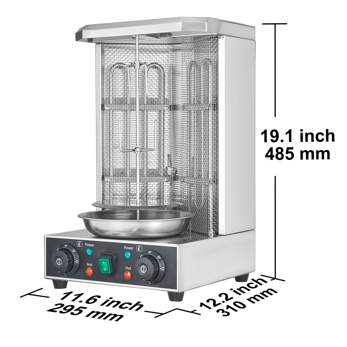 VEVOR Stainless Steel Shawarma Grill Machine Vertical Gyro Rotisserie Doner, Electric/Electric heating type/Gas (propane)