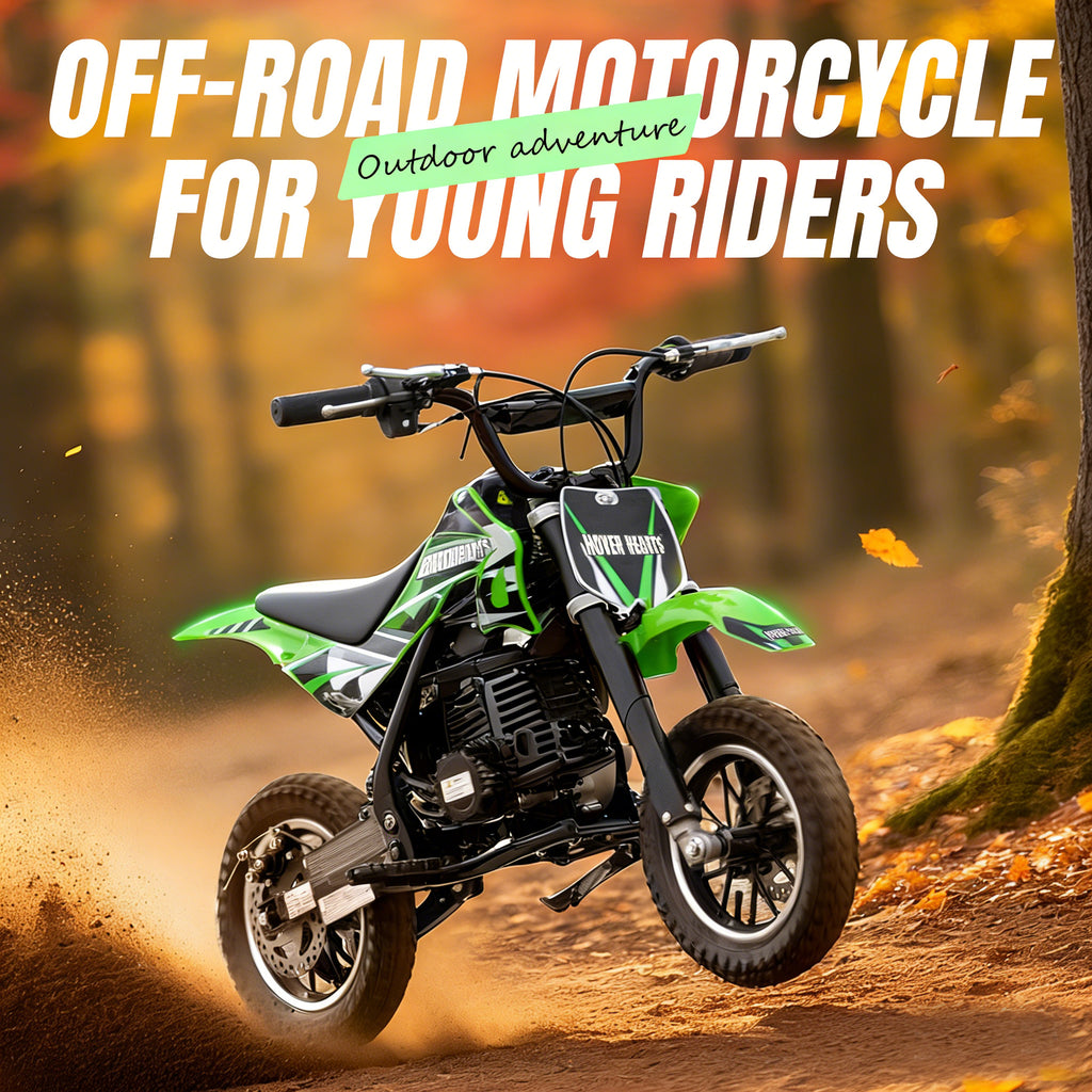 4-Stroke Gas Mini Off-Road Racing Motorcycle, Pocket Motorcycle, Two-Stroke Off-Road Racing Motorcycle, Gasoline-Powered Off-Road Racing Motorcycle, Equipped with Off-Road Tires, Shock Absorbers, Pull Start, Front and Rear Disc Brakes, Top Speed 20 mph-