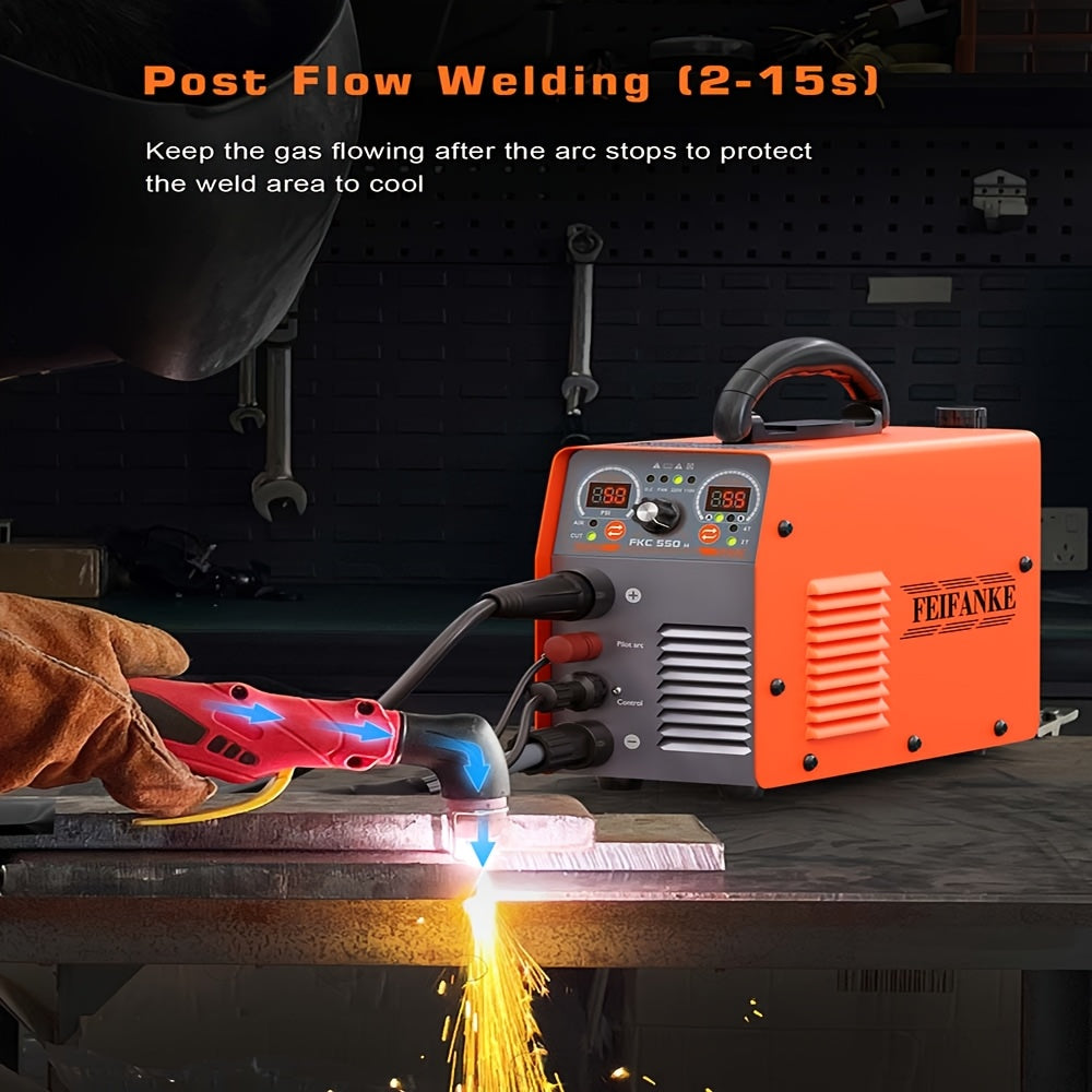 FEIFANKE 55A/50A Plasma Cutter, Two Models: 550H High-Frequency & 132.09gal Low-Frequency Non-Touch Pilot ARC, Heavy Duty Portable. Clean Cut 1/2", Max Cut 3/4", PT/2T/4T, Dual Voltage. Fits Aluminum, Stainless Steel, Iron, Carbon Steel Copper
