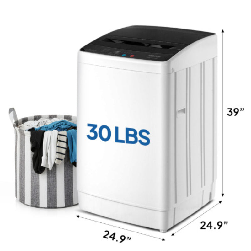15.6/17.6/25/30lbs Full Automatic Portable Washing Machine - Compact Design with Drain Pump, 10 Programs, 8 Water Levels, LED Display & 24H Delay Start, Ideal for Apartment, RV & Camping