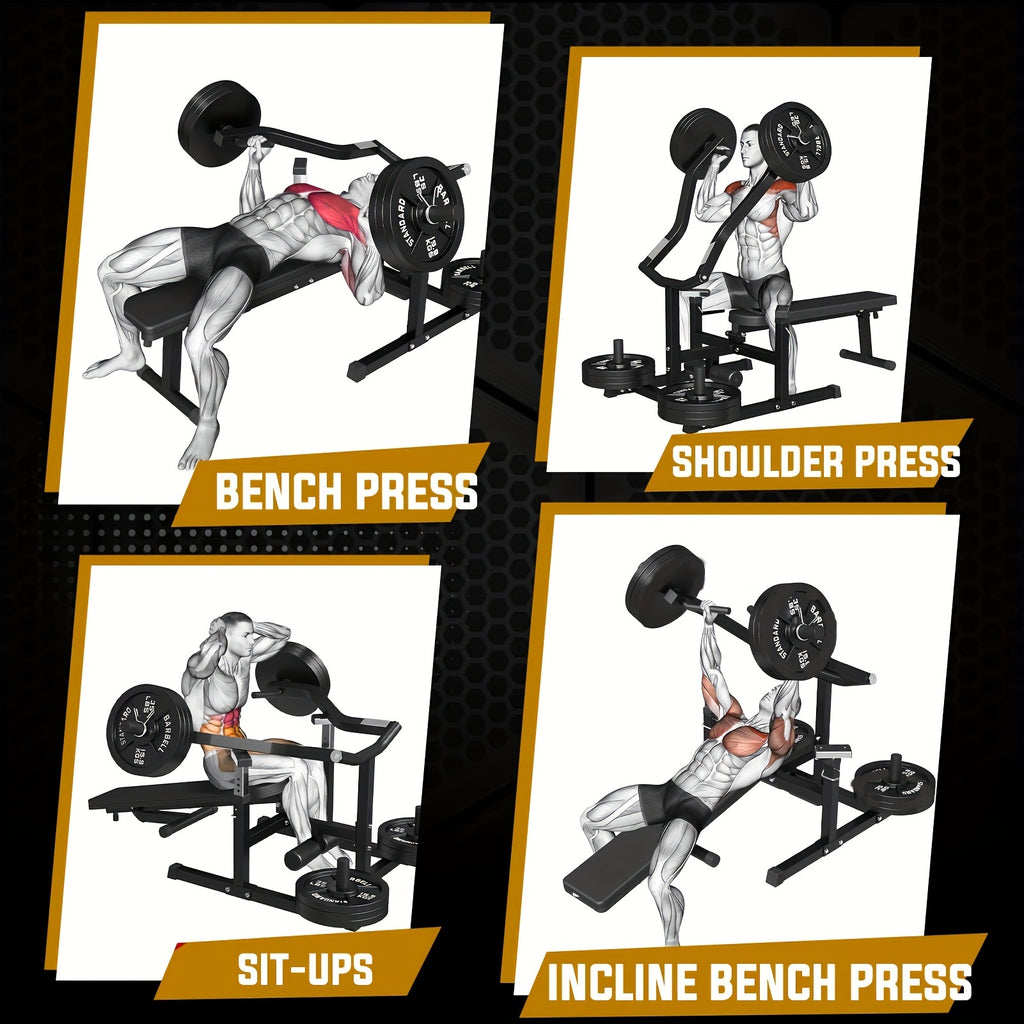 Chest Press Machine, 1250LBS Capacity with Independent Converging Arms, Adjustable Flat Incline Fitness Bench for Home Gym