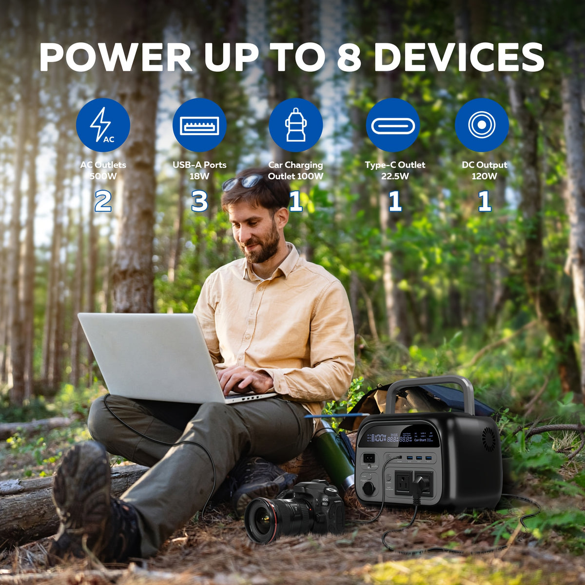Ctolity Peak 1000W, Rate 500W Portable Power Station, 345Wh LifePo4 Battery, UPS Function, Pure Sine Wave, Backup Power for Home Blackout/ RV/ Camping, Emergency Power Supply, Compact Design, Durable Construction, Cell Phone Battery Charger