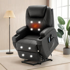 Living Room Massage Chair, Recliner With Heating Function, Adult Electric Lift Chair, Storage Side Pockets And Cup Holders, Medium-sized Leisure Chair, Comfortable PU Leather Material, Orange And Blue Are Technical Fabric