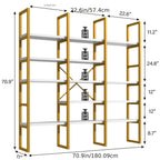 Industrial Bookcase, 71-Inch 5-Tier Triple-Wide Geometric Display Shelf for Home or Office