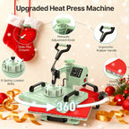 Perfect Christmas Gift, 5/8 in 1 Heat Press Machine 12X15/15X15 Inch Sublimation Heat Press 360° Swing Away Heat Transfer Digital T-Shirt Pressing with 30OZ 20OZ Tumbler Press, Multifunctional Combo for Hat Cap Plate