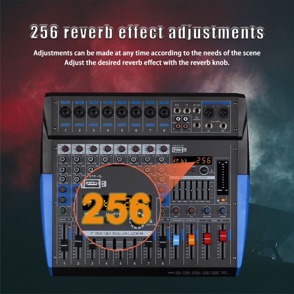 [Audio Mixer Board] 8/12 Channel Audio Mixer Board with Mobile Wireless Control, 48V Phantom Power, 250+ Sound Effects & 3-Band EQ Suitable for Karaoke, Live Band, Stage, Conference,, for Theater, Pub, Party, Recording System