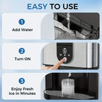 Self Dispensing Nugget Ice Maker Countertop, 46LB Per Day Automatic Chewable Ice, 44lbs/ 24H Nugget Ice Machine, for Home/ Party/ RV/ Camping