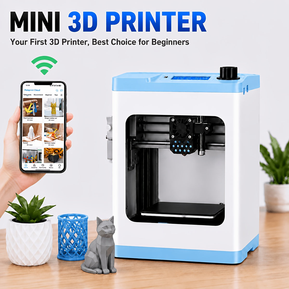 Tina2S V12 Mini 3d Printer Machine with Wi-Fi Cloud Printing, Fully Assembled Auto-Leveling 3D Printer for Beginners, Enhanced Extruder with Auto Filament Loading