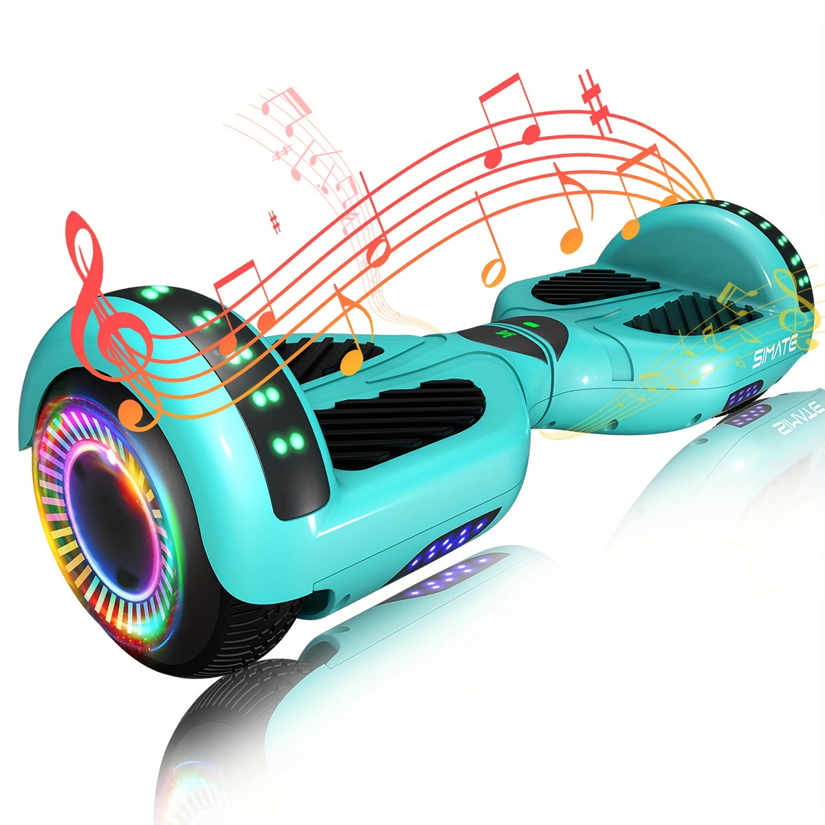 SIMATE 6.5" Hoverboard for Kids, Colorful LED Lights, Self-Balance Technology, Gift for Children, Teenagers And Adults, Maximum Speed Up to 7.5mph, Maximum Range Of 7.5 Miles, 300W