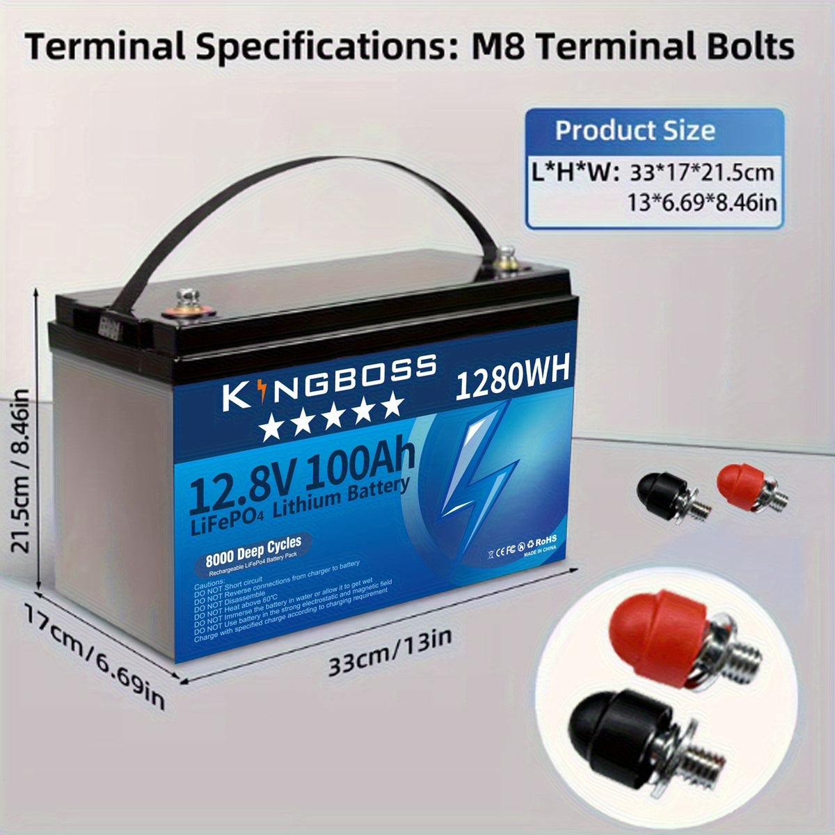 Marine Battery, LiFePO4 Lithium Battery 12V 100Ah | Deep Cycle Rechargeable Lithium Iron Phosphate Battery with 100A-BMS, Perfect for Solar, Marine, Home Energy Storage, Off-Grid Applications