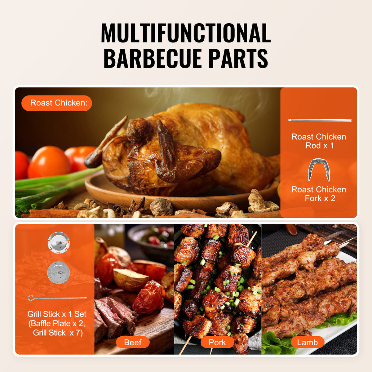 VEVOR Stainless Steel Shawarma Grill Machine Vertical Gyro Rotisserie Doner, Electric/Electric heating type/Gas (propane)
