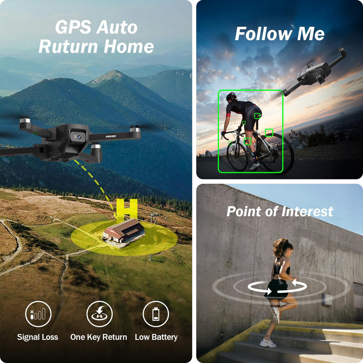 Drone with Camera for Adults, 4.5 Inch LCD RC Screen, Support Up to 32G SD Card, GPS Drone Auto Return Follow Me, Professional Brushless Motor Quadcopter Gesture Flight, Altitude Hold, 3 Speeds for Beginners, Under 250G