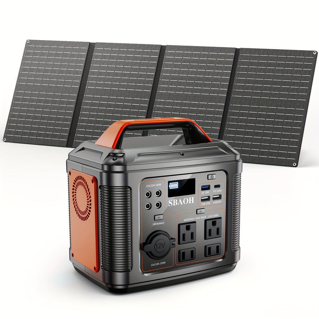 SBAOH 300W Portable Power Station, 296Wh 80000mAh Powerbank with AC & DC Output/Fast Charging/Flashlight/ RV/Emergency Backup/Camping Power Supply, Orange